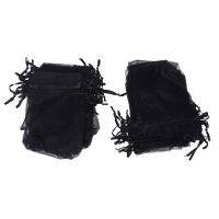 50 3X4in Organza Jewelry Gifts Pouches Black for Wedding Favor