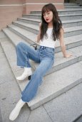 TheBlueTshirt - Quần Jeans Nữ Ống Rộng - City Wide Leg Jeans - True Wash