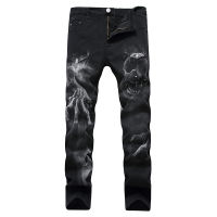 2022 Dark Streetwear Skull พิมพ์ Punk Men Vintage Slim กางเกงยีนส์กางเกง Hip Hop ยืดผ้าฝ้าย Denim กางเกงสำหรับวัยรุ่น Pantalones