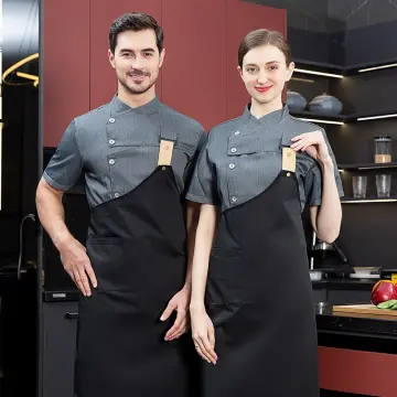 Chef Restaurant Uniform Short Sleeve Cook Coat Men Women Kitchen Clothes  Baker Waiter Wear