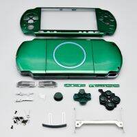 สีเขียวสำหรับ PSP 3000อะไหล่ทดแทนที่อยู่อาศัยเกราะหุ้มเคสผ้าคลุมรถด้านหน้าพร้อมปุ่มแผ่นสำหรับใส่ทาเล็บเต็มรูปแบบ