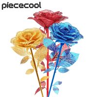 E6f9 Piececool 3มิติชุดสร้างรูปจำลองกุหลาบปริศนาโลหะ DIY ของเล่นภาพต่อปริศนาสำหรับ Gifts3-D วันเกิด