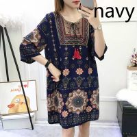 COD DSTGRTYTRUYUY summer female loose printed baroque vintage indie folk dress casual boho beach mini dresses