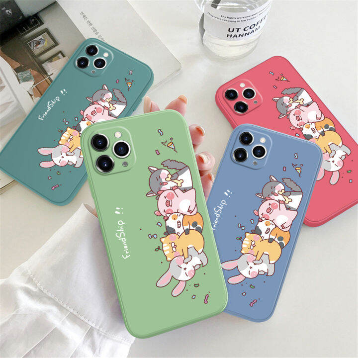 เคส-ggk-สำหรับ-realme-c30s-เคสโทรศัพท์ลายการ์ตูนสัตว์มิตรภาพปลอกซิลิโคนน้ำทรงสี่เหลี่ยมดั้งเดิมเคสป้องกันทนแรงกระแทกกล้องคลุมทั้งหมด