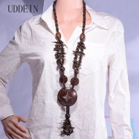 【DT】hot！ UDDEIN Boho Ethnic Customs Big Round Tessel Pendant Wood Necklace Sweater Chain Statement Collar