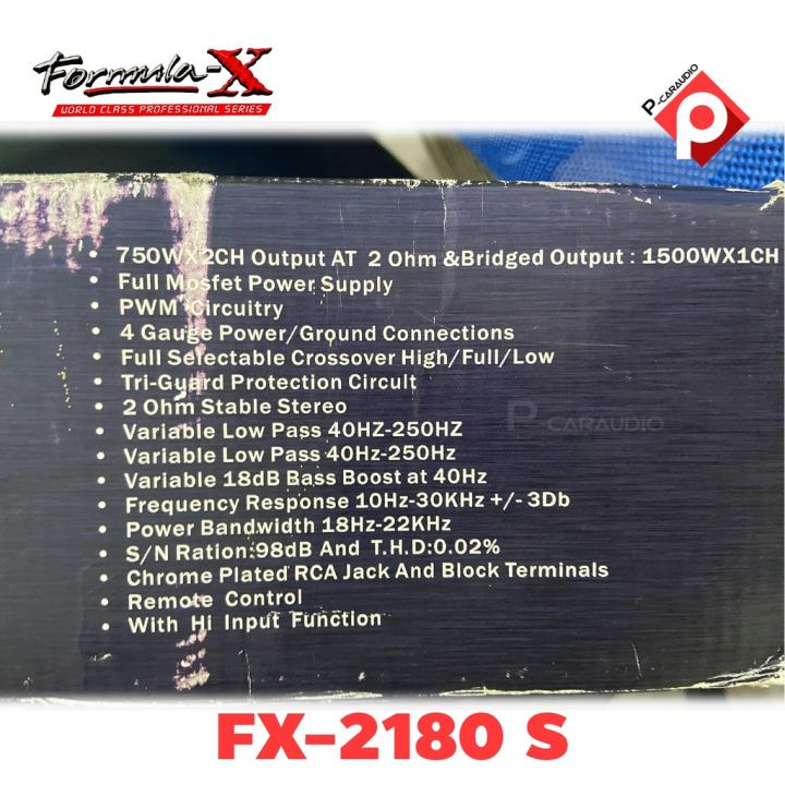 formula-x-fx-2180-s-แอมป์-2-ch-มือ1เกะกล่อง-สภาพกล่อง90-สภาพสิค้าเต็ม100-สภาพสวยมาก