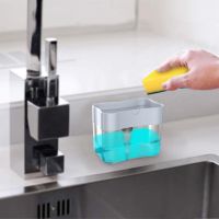 ❒◎▽ 2-in-1Sponge Rack Soap Dispenser Soap Dispenser And Sponge Caddy Hand Washing Soap Dispensador Kitchen Bathroom Supplies