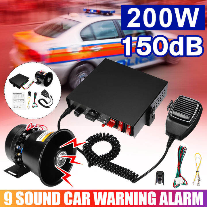 200W 9-Sound Loud Car Warning Alarm Fire Air Bugle PA Speaker 12V Air ...