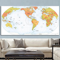 โปสเตอร์ผ้าใบวาดภาพแผนที่โลกที่ทันสมัยพิมพ์ Hd บนผืนผ้าใบภาพติดผนังสำหรับประชุมสำนักงาน0717