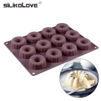 SILIKOLOVE Cake Molds 12 Cavity Muffin Doughnuts Hollow Pastry Silicone Mold Cookie Mold Oven Safe Baking Dessert