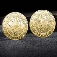 【CW】 Ethereum Coin ETH Gold Plated Metal with Plastic Commemorative Cryptocurrency Collection