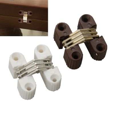 6pcs Hidden Folding Door Barrel Cross Hinge Plastic Invisible Concealed Hinges for Dining Table Connection Furniture Hardware
