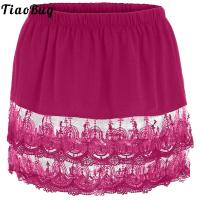 สตรีมินิกระโปรงลูกไม้ตัดครึ่งลื่น underskirt สีทึบยืดหยุ่นเข็มขัดมินิกระโปรงเสื้อผ้า Extender อุปกรณ์เครื่องแต่งกาย