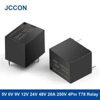 10Pcs 5V 6V 9V 12V 24V 48V DC Power Relay 20A 250VAC 4Pin Relays PCB Type Black Automobile Relay T78 Series