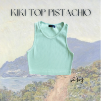 kiki tank top เสื้อครอป เสื้อแฟชั่นผู้หญิง ผ้าริบพรีเมี่ยม สี pistachio size m - patchry