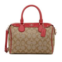 กระเป๋าถือ COACH แท้ ทรงหมอน Coated canvas ลาย Signature รุ่นหายาก มีสายยาว COACH 36702 SIGNATURE BENNETT SATCHEL Classic Red