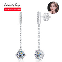 หกกรงเล็บ D สี12กะรัตคู่ Moissanite จี้ต่างหู S925เงินสเตอร์ลิงยาวพู่สตั๊ดต่างหูแผ่นเครื่องประดับ Ptp50