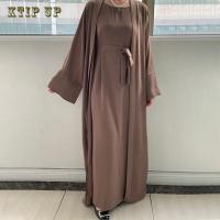 ชุด Gaun Abaya 2 Potong Gaun Malam Kaftan Wanita เสื้อคลุมมุสลิม Maroko Wanita Dubai Turke Ropa Mujer Islami