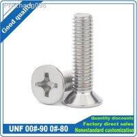 50pcs UNF 00 -90 0 -80 US Fine Thread Cross Recess Phillips Flat Countersunk Head Screw 304 A2-70 Stainless Steel Bolt L 2-12mm