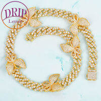 10mm Cuban Link Necklace With Butterfly Hip Hop Women Jewelry