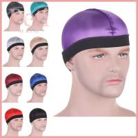 PETIHAIR สีทึบทึบ หมวก durag ผู้ชาย อีลาสติก ระบายอากาศได้ระบายอากาศ หมวกลายคลื่น ฝากระโปรง โพลีเอสเตอร์ หมวก durag หลากสี สำหรับผู้ชาย