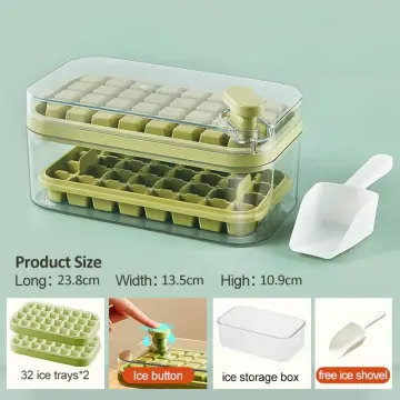 One-button Press Ice Cube Tray Mould Container Box with Lid