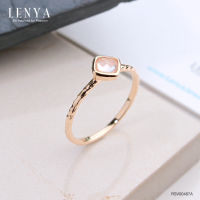 Lenya Jewelry  แหวนโรสควอตซ์ (Rose Quartz ) ตัวเรือนเงินแท้ 925 ชุบพิ้งโกล์ด ดีไซน์เรียบเก๋สะดุดตา เสริมเสน่ห์โดดเด่นในเรื่องความรัก