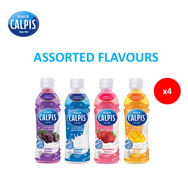 Calpis Cultured Milk Grape/Mango/Original/Strawberry 350ml x 4 bottles ...