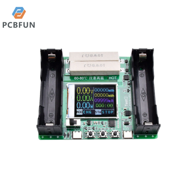 pcbfun เครื่องตรวจจับความต้านทานภายในความจุแบตเตอรี่18650เครื่องชาร์จอัตโนมัติและปลดโมดูล Type-C พอร์ต LCD แสดงผล1.77นิ้ว