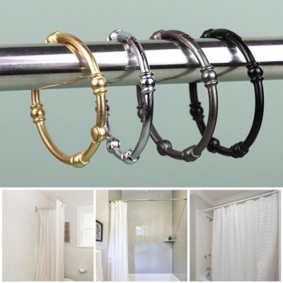 ❁۞ 12Pcs Shower Curtain Hooks Rustproof Decorative Shower Curtain Rings Metal Round Shower Hooks for Bathroom Shower Rod