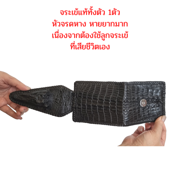 good-leather-กระเป๋าสตางค์หนังจระเข้-กระเป๋าตังจระเข้-หนังจระเข้-สีดำ-จระเข้-ทั้งตัว-1-ตัว-หัวจรดหาง-ทำกระเป๋า-1-ใบ-เหมาะมือ-หายาก-crocodile