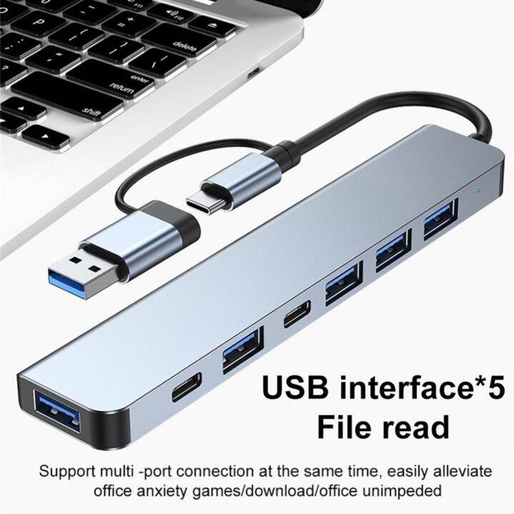 usb-c-hub-7-port-usb-splitter-stasiun-dok-usb-3-0-hub-tipe-c-ke-usb-otg-dengan-pd-sd-tf-untuk-xiaomi-macbook-pro