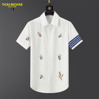 【Ready Stock】 Original Thomˉ Brownes Mens Shirt with Birds Pattern Cute Simple Summer Loose Brand T-Shirts Breathable Casual Top Korean Mens Clothing