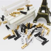 100Pcs Mini Wooden Clips 2.5CM Golden/Silver/Black Party Decoration DIY Arts Pegs Small Spring Clamps Memo Paper Photo Clips Clips Pins Tacks