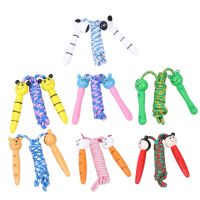 【CW】Jump Rope Kids  Adjustable Cotton Braided Skipping Rope with Wooden Handle