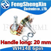 ┅♝✜ 5pcs/lot Shaft 20mm 6Pin B1K B2K B5K B10K B20K B50K B100K B500K B1M WH148 Potentiometer 1K 2K 5K 10K 20K 50K 100K 500K 1M ohm