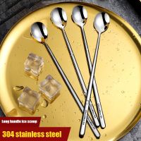 Long Handled 304 Stainless Steel Coffee Spoon Ice Cream Dessert Tea Stirring Spoon For Picnic Kitchen Accessories Bar Tools Cables