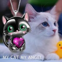 Trendy Cat Pendant Necklace for Women Fashion Creative Personality Cartoon Hug Love Black Necklace Heart Fashion Jewelry Gift