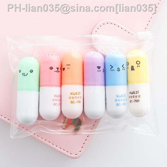 creative-highlighter-6-color-sets-cute-cartoon-style-marker-pen-color-marker-mini-highlighter-children-student-stationery