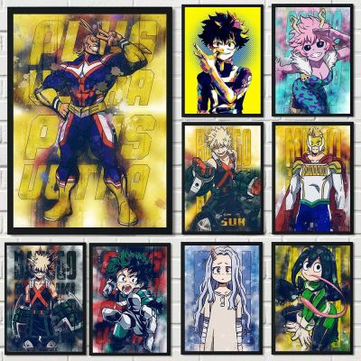 ☜ のヒーローアカデミア Anime Poster My Hero Academia Canvas Painting and Print Wall Art Pictures for Manga Room Home Decor Aesthetic Cuadros