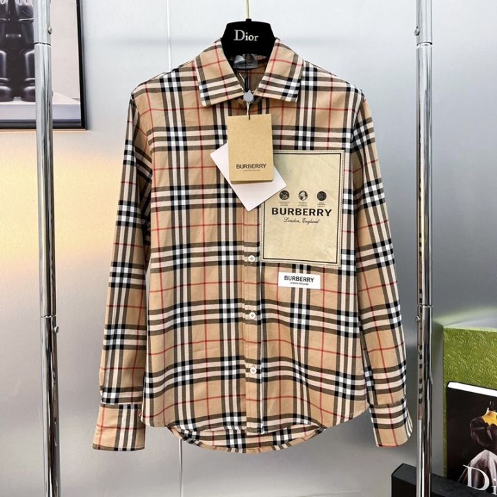 Áo sơ mi nam Burberry vàng be kẻ nhỏ vạch ghi dài tay  Shopee Việt Nam