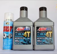 น้ำมันเครื่อง10W40 AMSOIL 0.946 ลิตรจำนวน 2 ขวด + สเปรย์หล่อลื่นโซ่