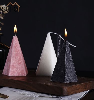 New Geometric Cone Scented Candles Home Decor Accessories for Bedroom Dining Table Centerpieces Nordic Candle Light Dinner