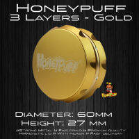 ที่บด ตัวบดดอก Honeypuff Rough Edge Gold 3 Layer Aluminum Grinder Size M - Dia: 60mm Height: 27mm 116g จัดส่งรวดเร็ว