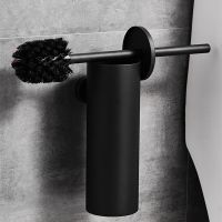 Stainless Steel Toilet Brush Holder Black Color Clean Tool Durable Vertical Toilet Brush Bathroom Cleaning Wall Mounted