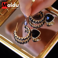 Maidu Jewelry ต่างหูห่วงห้อยโซ่ไขลานหัวใจสำหรับผู้หญิงใหม่ล่าสุดความรู้สึกขั้นสูงต่างหูหญิง