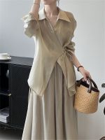 【Ready】? Guofeng new Chinese style long-sleeved shirt female skirt suit 2023 summer new thin loose two-piece suit