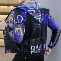 ﹍❦ Summer Thin Jackets Men Breathable Slim Fit Bomber Jacket Sun Protection Clothing Stand Collar Hollow Streetwear Outwear Coats