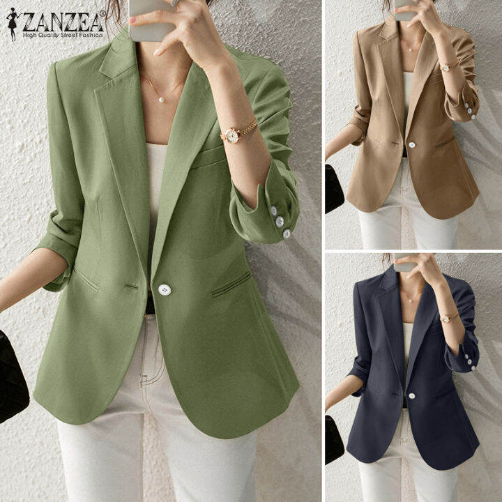 Esolo Zanzea Korean Style Women Formal Office Solid Overcoat Commute Button Up Blazer Krs 11 8199