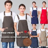 【hot sale】♙๑☈ D13 ?Free Print Logo?Apron Canvas Back Cross Belt Kitchen Restaurant Milk Tea Coffee Shop Apron for Men and Women